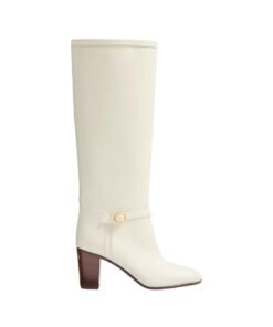 Pattie Kalbsleder Stiefel Elfenbein 75cm