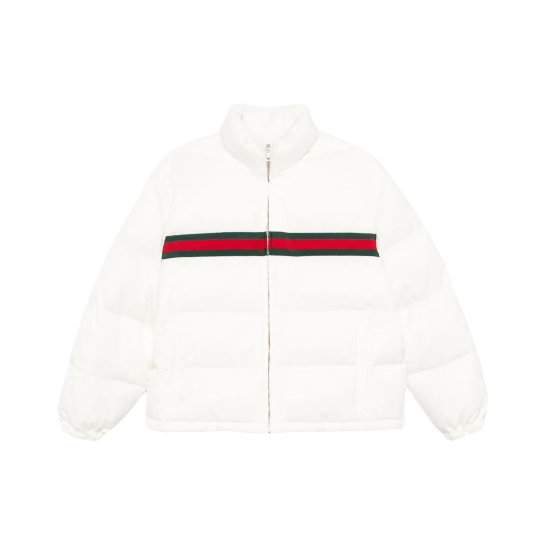 Twill-Daunenjacke Weiß