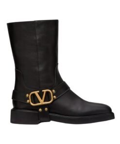 Kalbsleder Stiefelette Schwarz 30cm