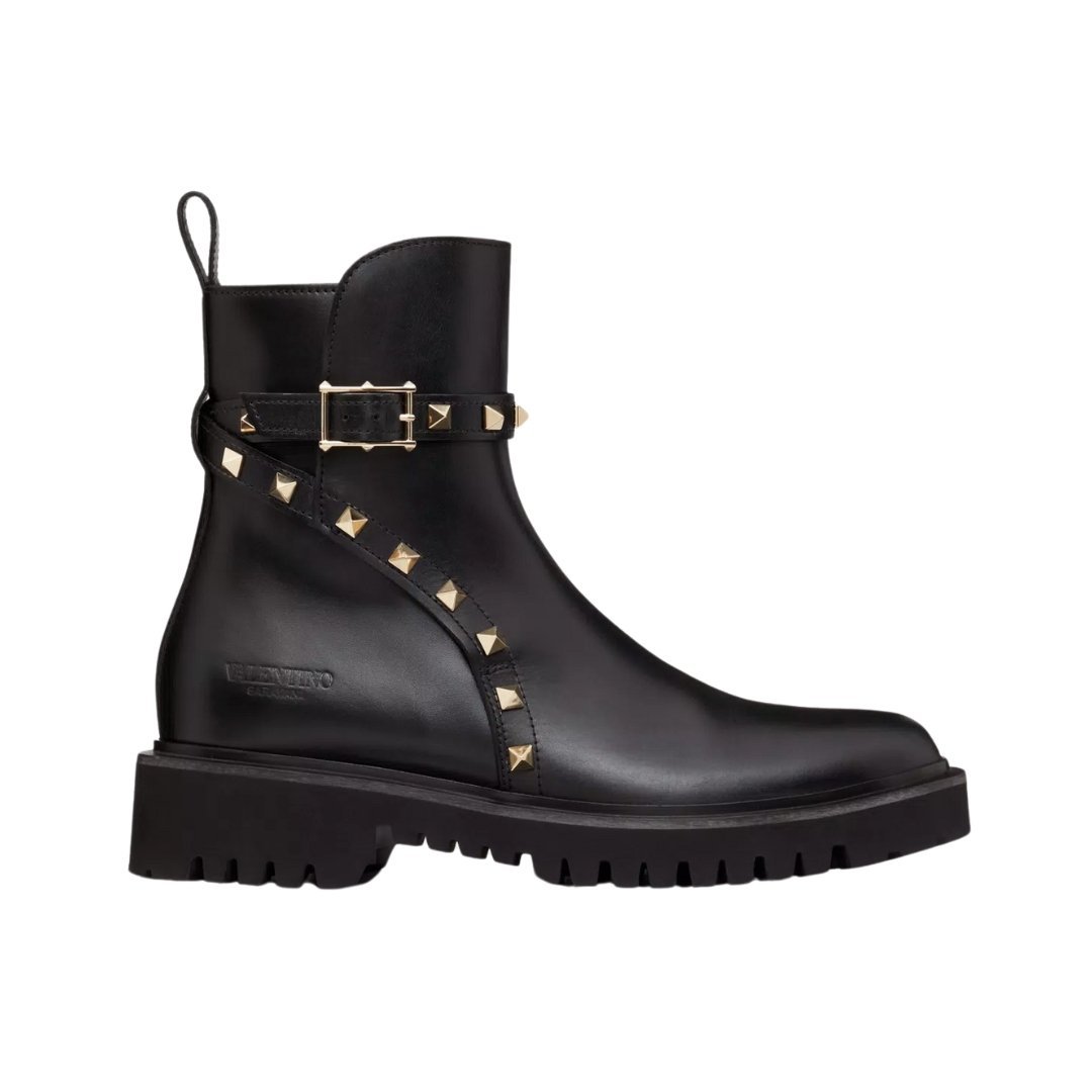 Kalbsleder Stiefelette Schwarz 40cm