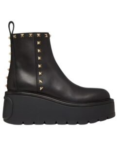 Kalbsleder Stiefelette Schwarz 85cm