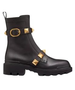 Kalbsleder Roman Stud Combat Schwarz 40cm