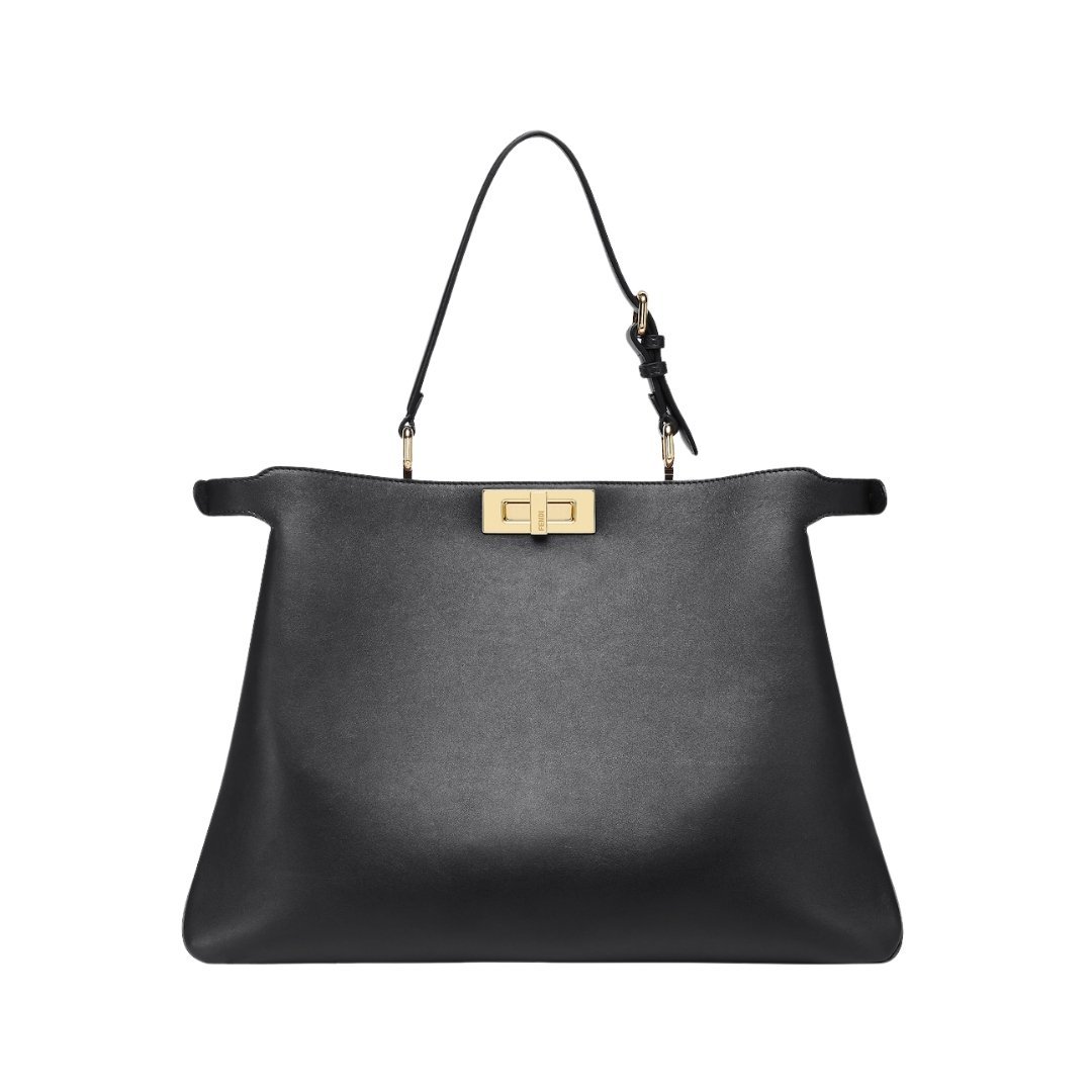 Schwarze Ledertasche 28cm