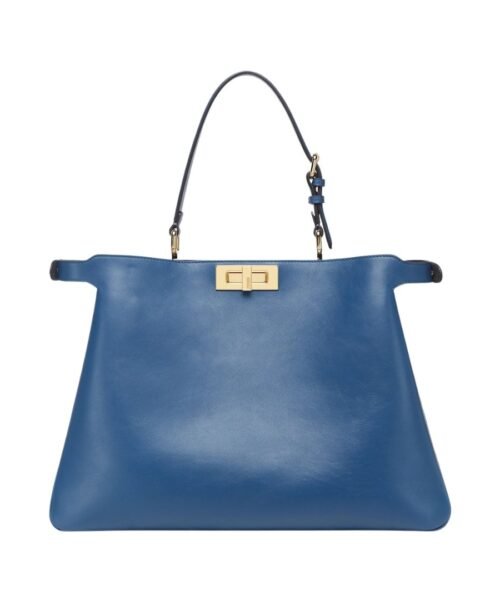 Blaue Ledertasche 28cm