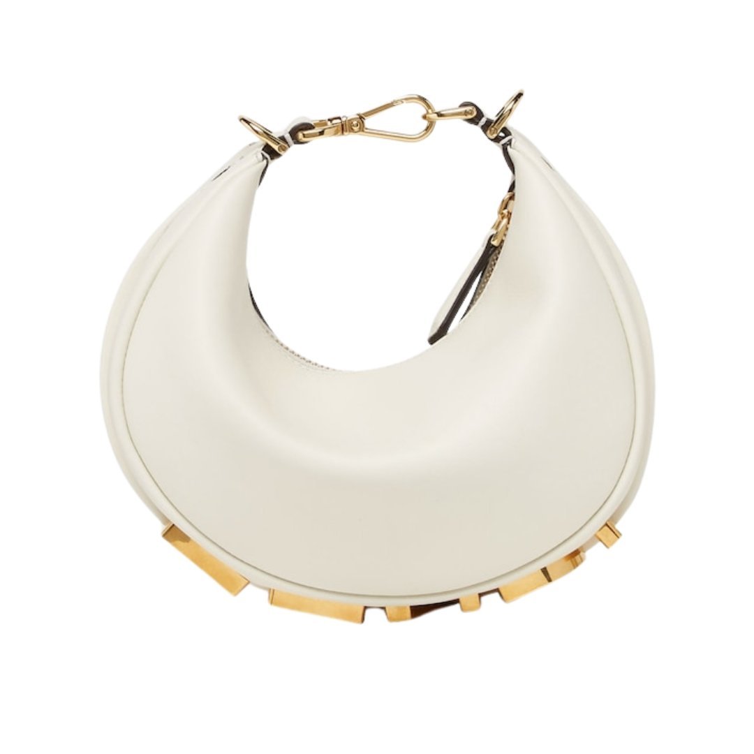 Mini weiße Ledertasche 13cm