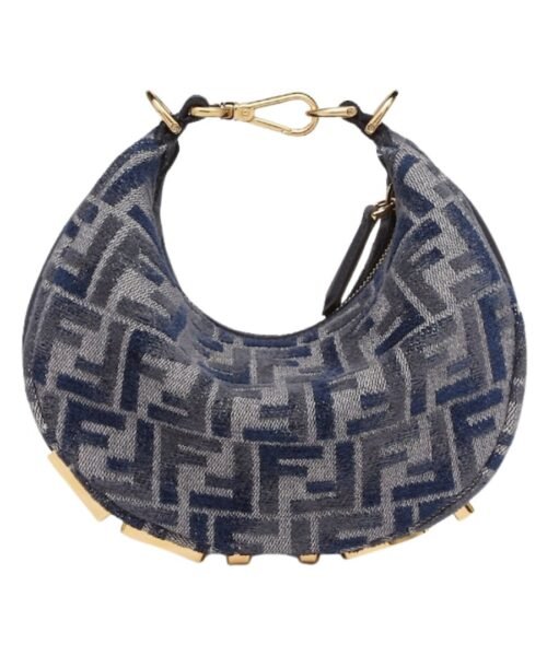 Mini Tasche aus blauer Chenille 13cm
