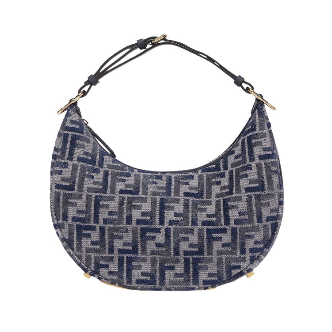 Ledertasche aus dunkelblauer FF-Chenille 24.5cm