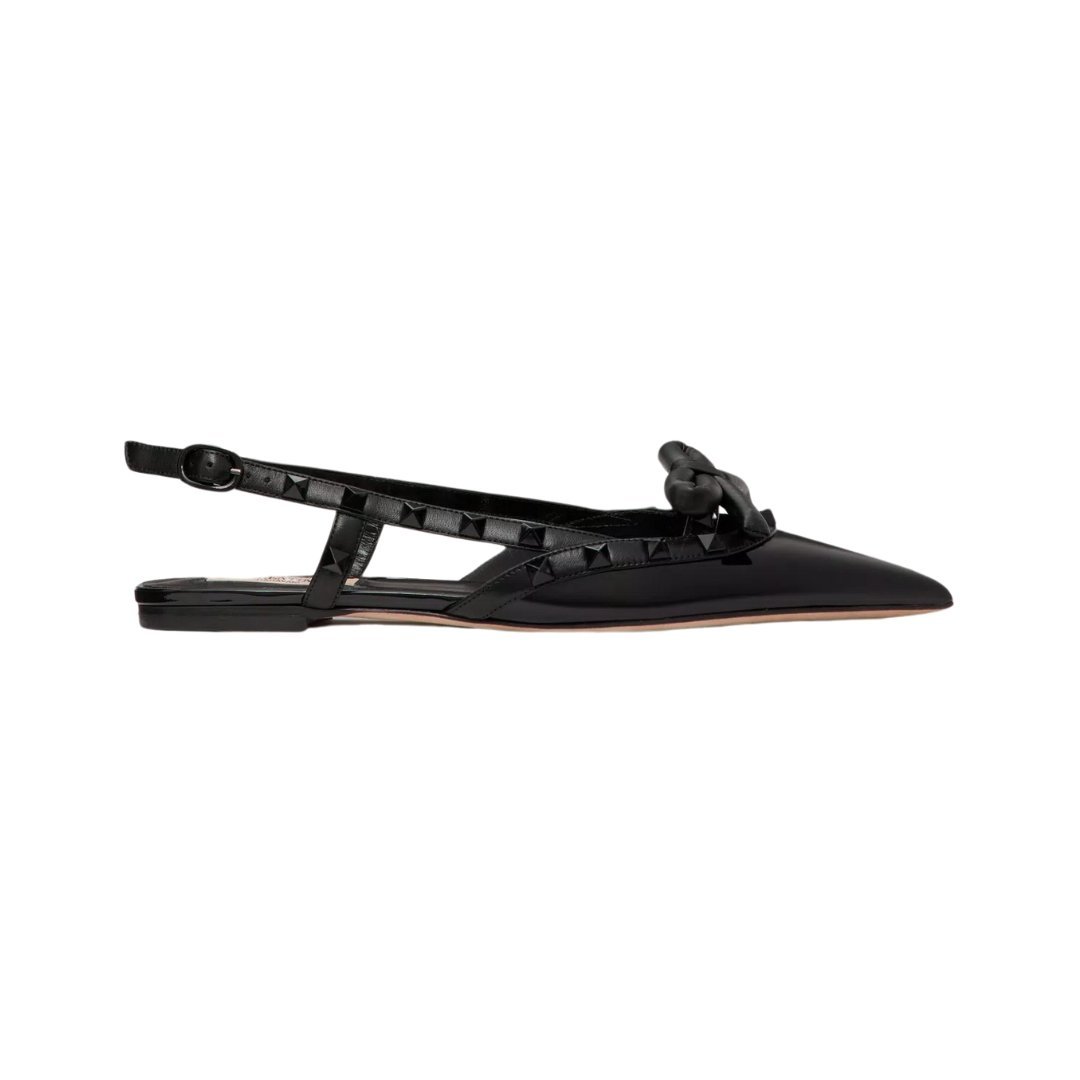 Rockstud Schleifen Ballerina Schwarz