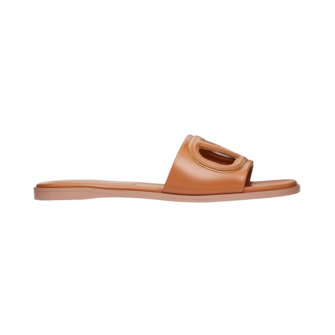 Vlogo Cut-Out Kalbsleder Mandel/Antikes Messing