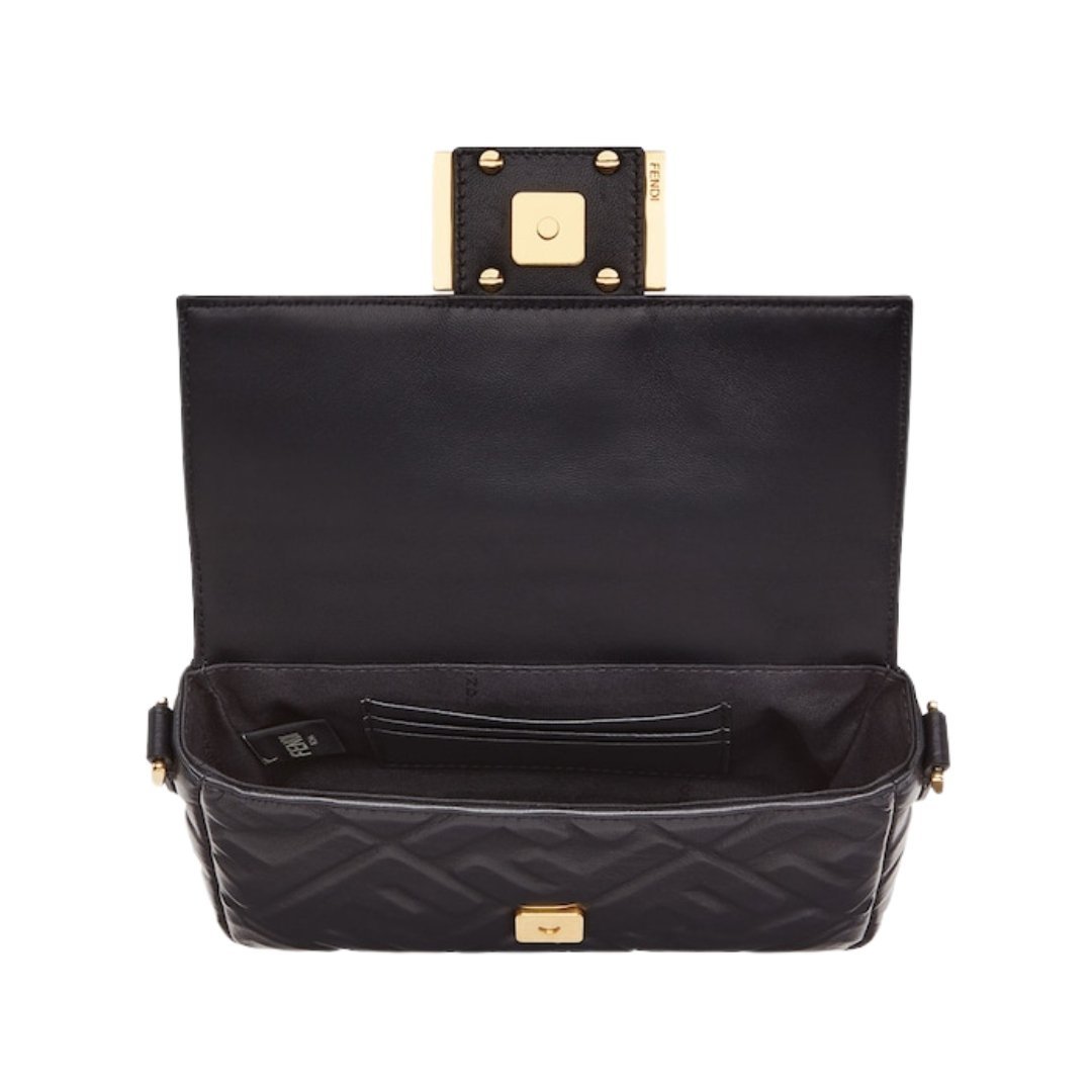 Schwarze Nappaleder-Tasche mit FF-Muster 13cm – Bild 4
