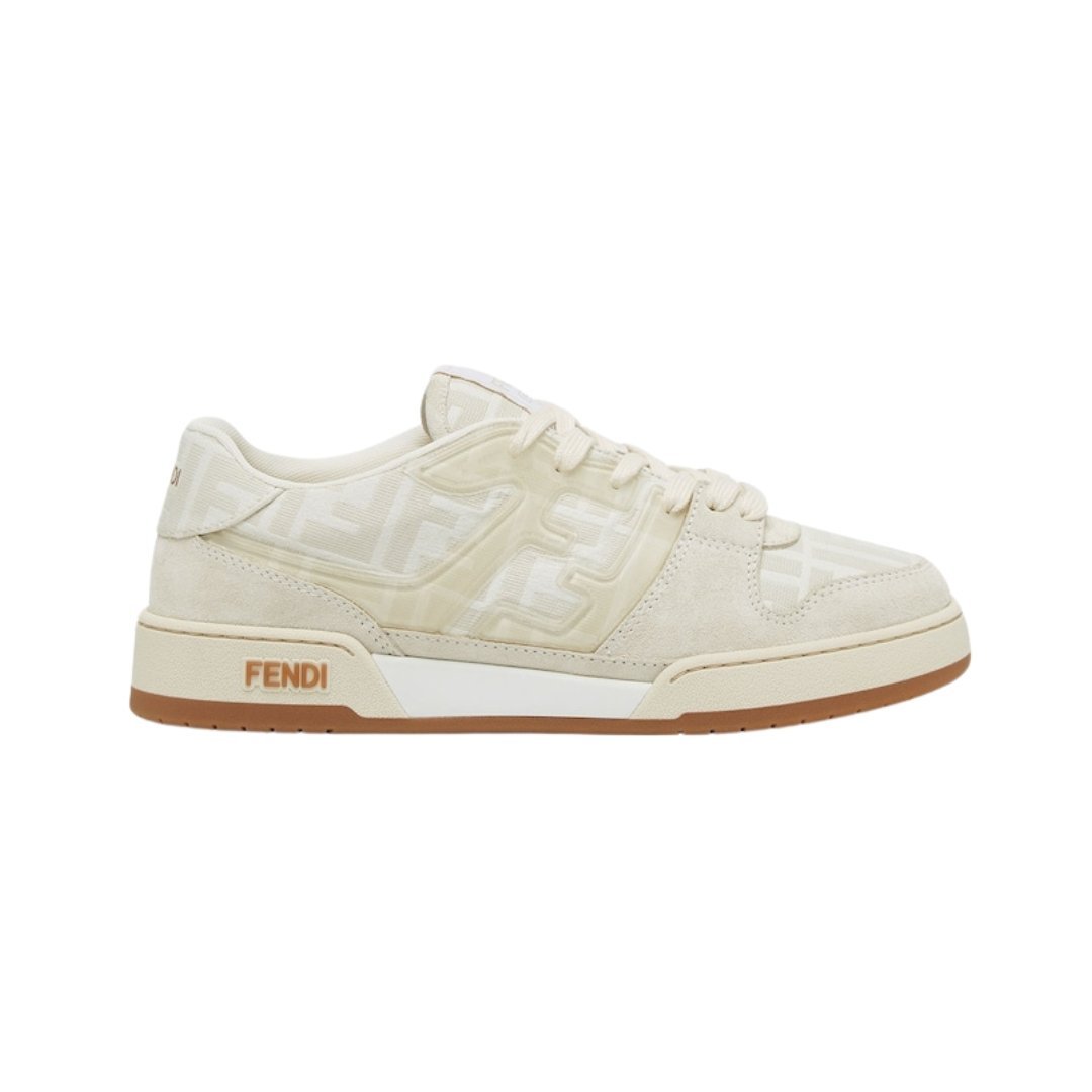 Niedrige Sneaker aus Canvas und weißem Wildleder