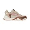 Low-Top-Sneaker aus Mesh-Gewebe und braunem Wildleder