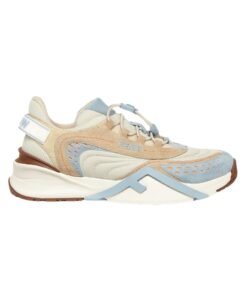 Low-Top-Sneaker aus Mesh-Material und Veloursleder in blau