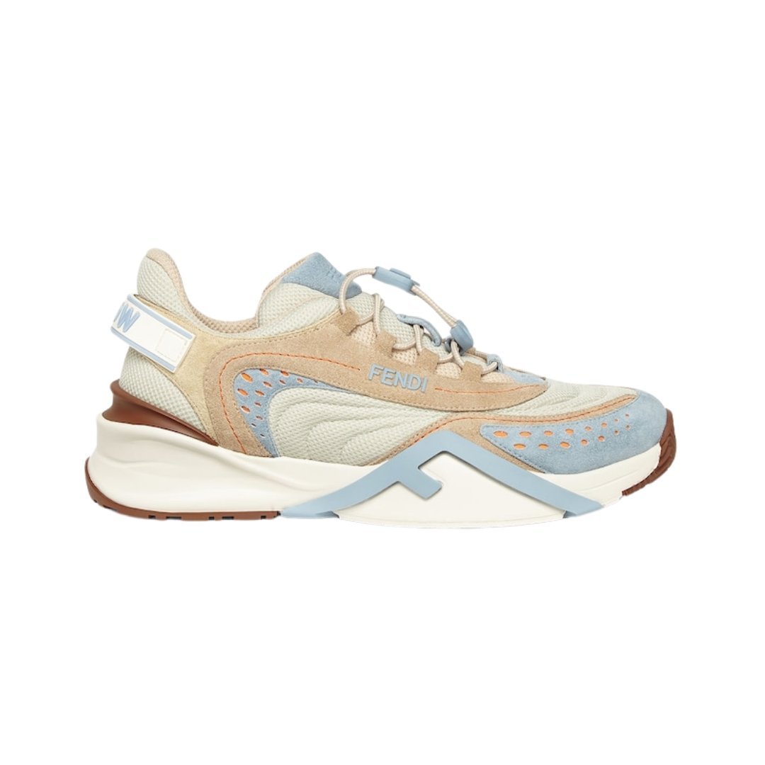 Low-Top-Sneaker aus Mesh-Material und Veloursleder in blau