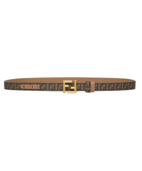 Beidseitiger G?rtel aus mit FF-Muster in brauner Farbe und beige Leder 2cm