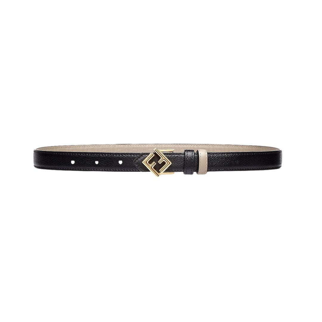 Beidseitiger Leder Gürtel in Schwarz und Beige 2cm