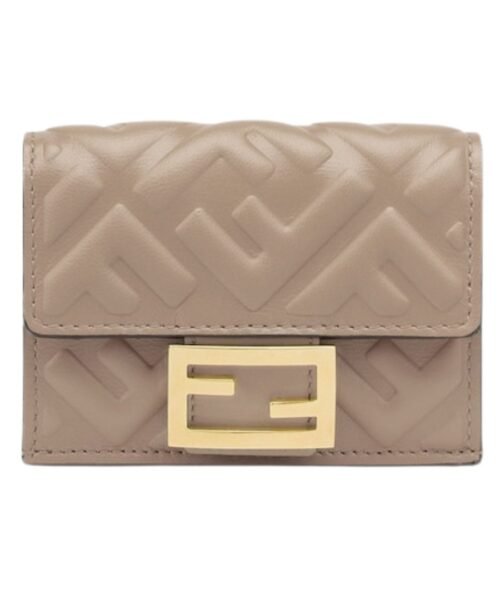 Brieftasche aus graubraunem Nappaleder 7.5cm