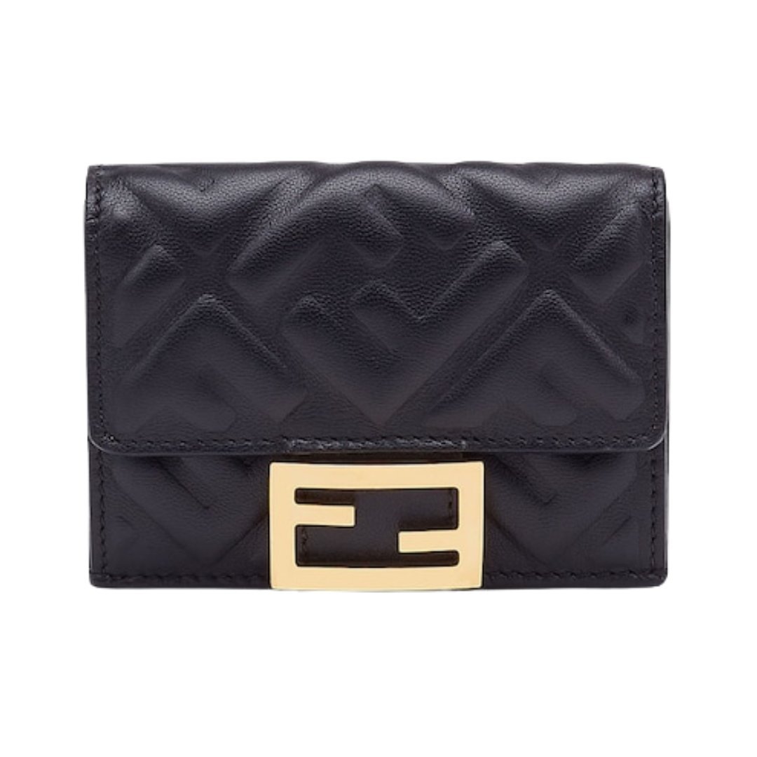 Brieftasche aus schwarzem Nappaleder 7.5cm