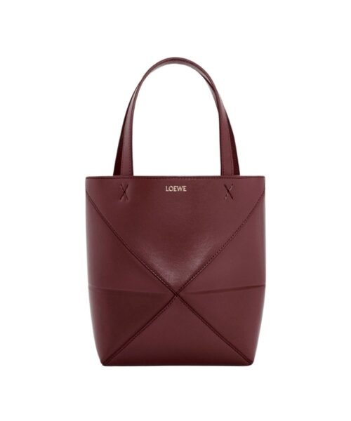 Mini Puzzle Fold Tote Dunkel Burgunder 20cm