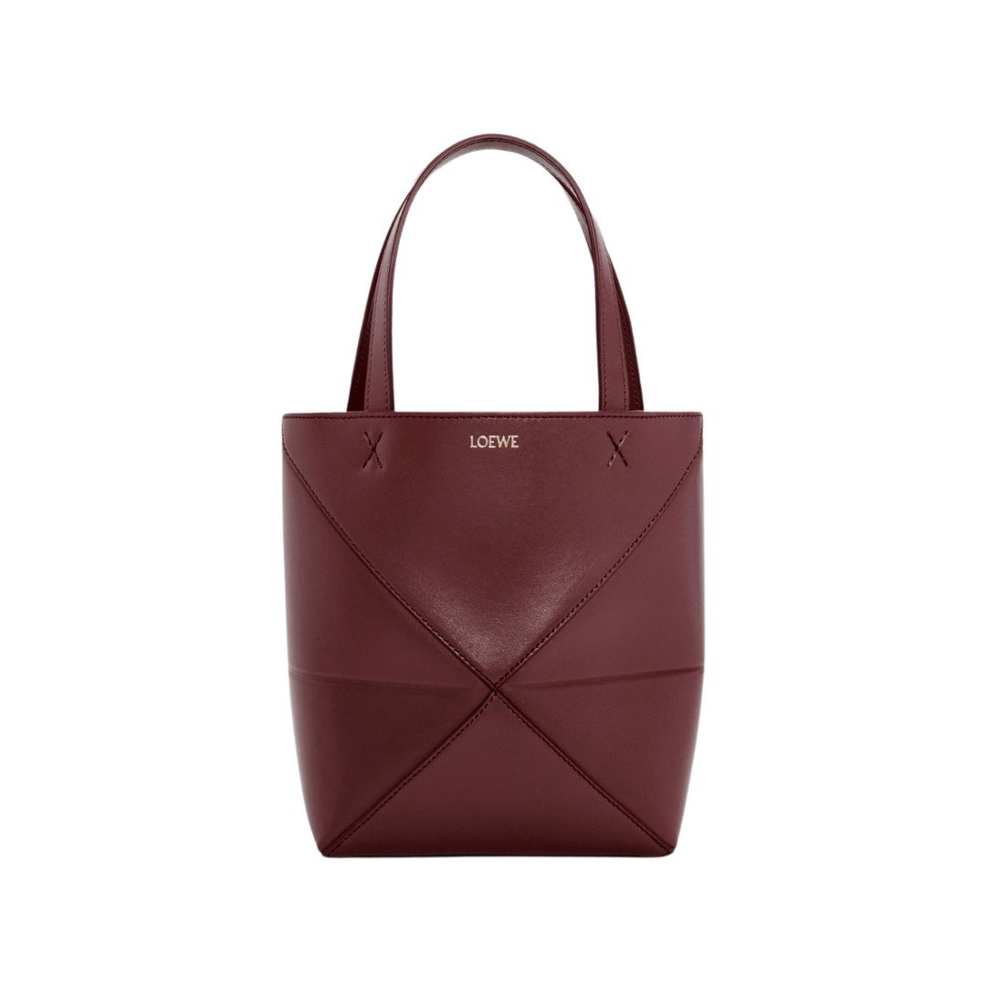 Mini Puzzle Fold Tote Dunkel Burgunder 20cm