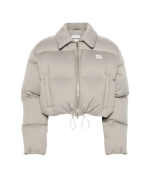 Jacquard Daunenjacke Beige