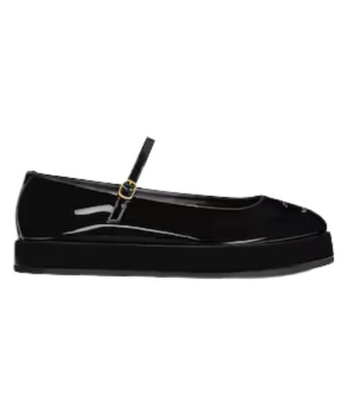 Clara wedge mary-jane ballerina aus patentkalbsleder