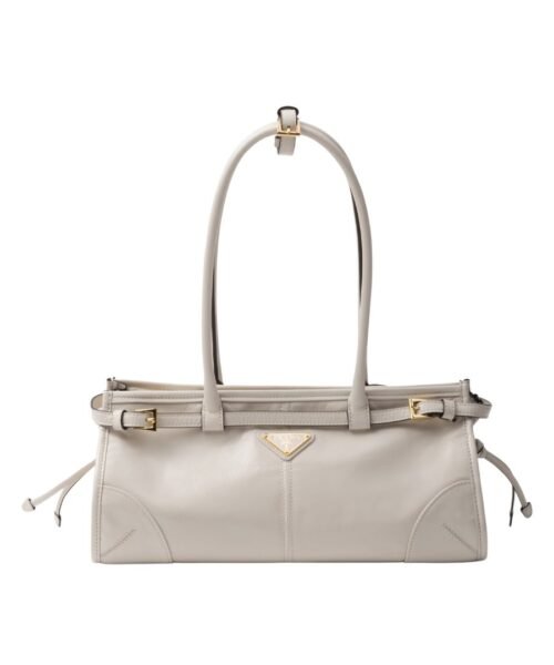 Mittelgroße Lederhandtasche in Weiß 15.5cm