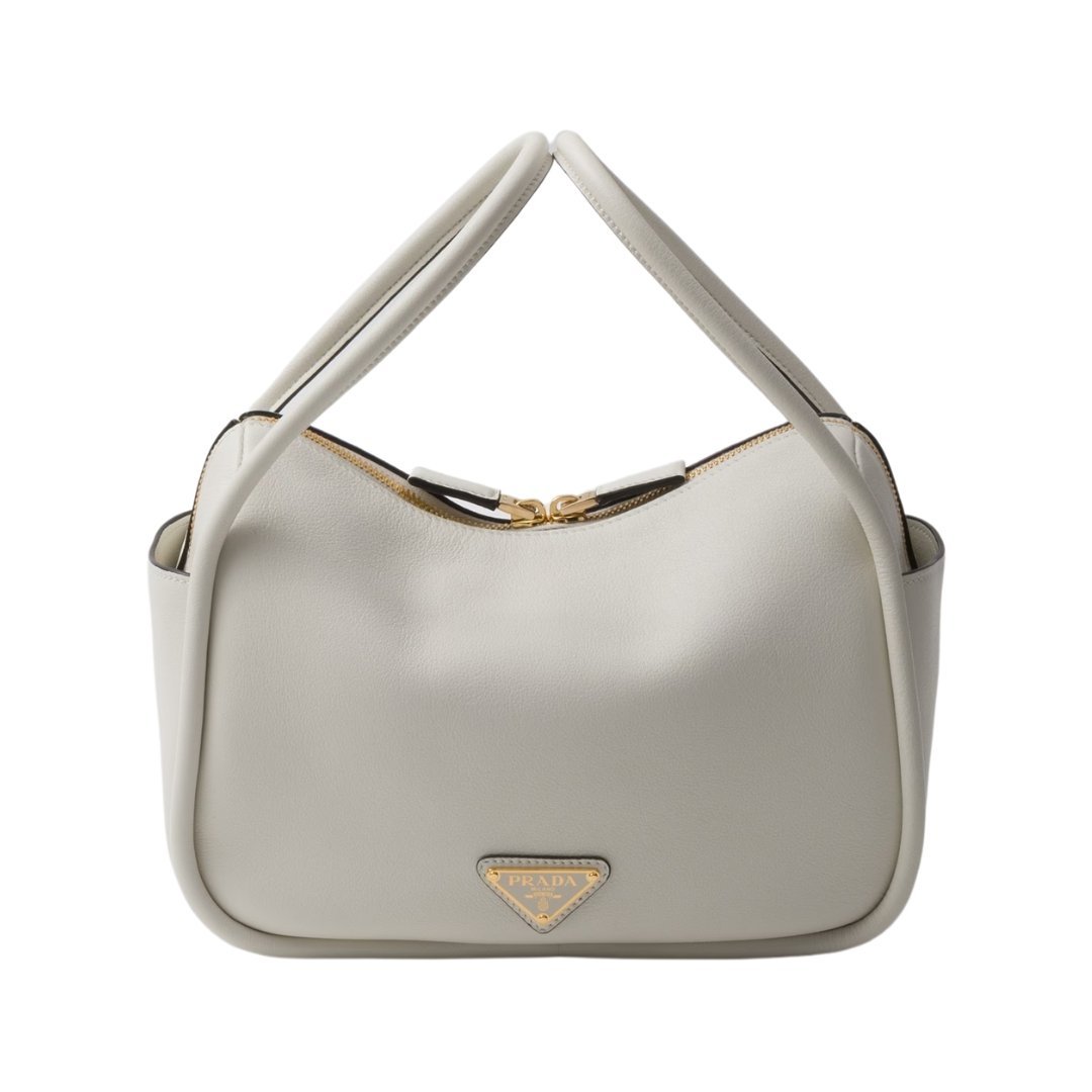 Lederhandtasche in Weiß 18cm