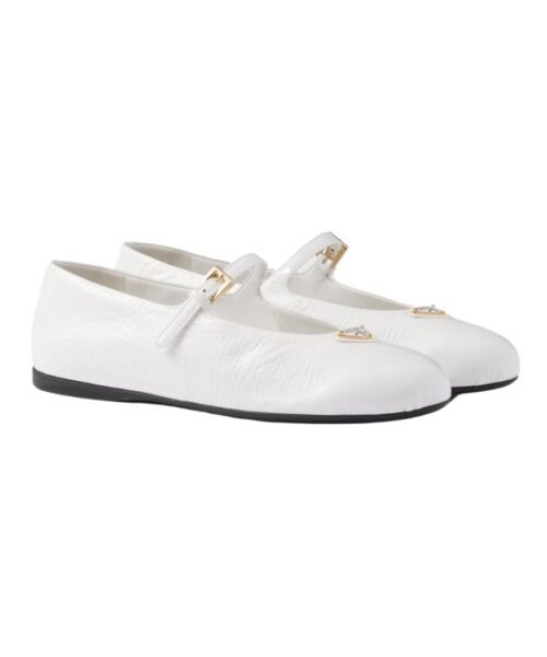 Naplak Lackleder-Ballerinas Wei?