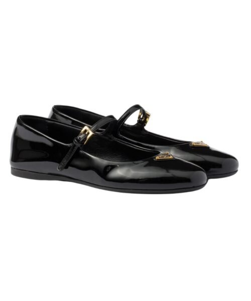 Lackleder-Ballerinas Schwarz