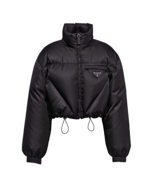 Nylon Gabardine Daunenjacke Schwarz