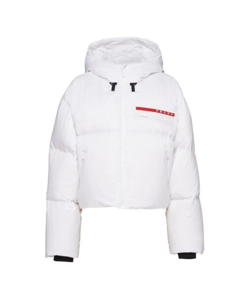 Cropped Pufferjacke Wei?/Rot