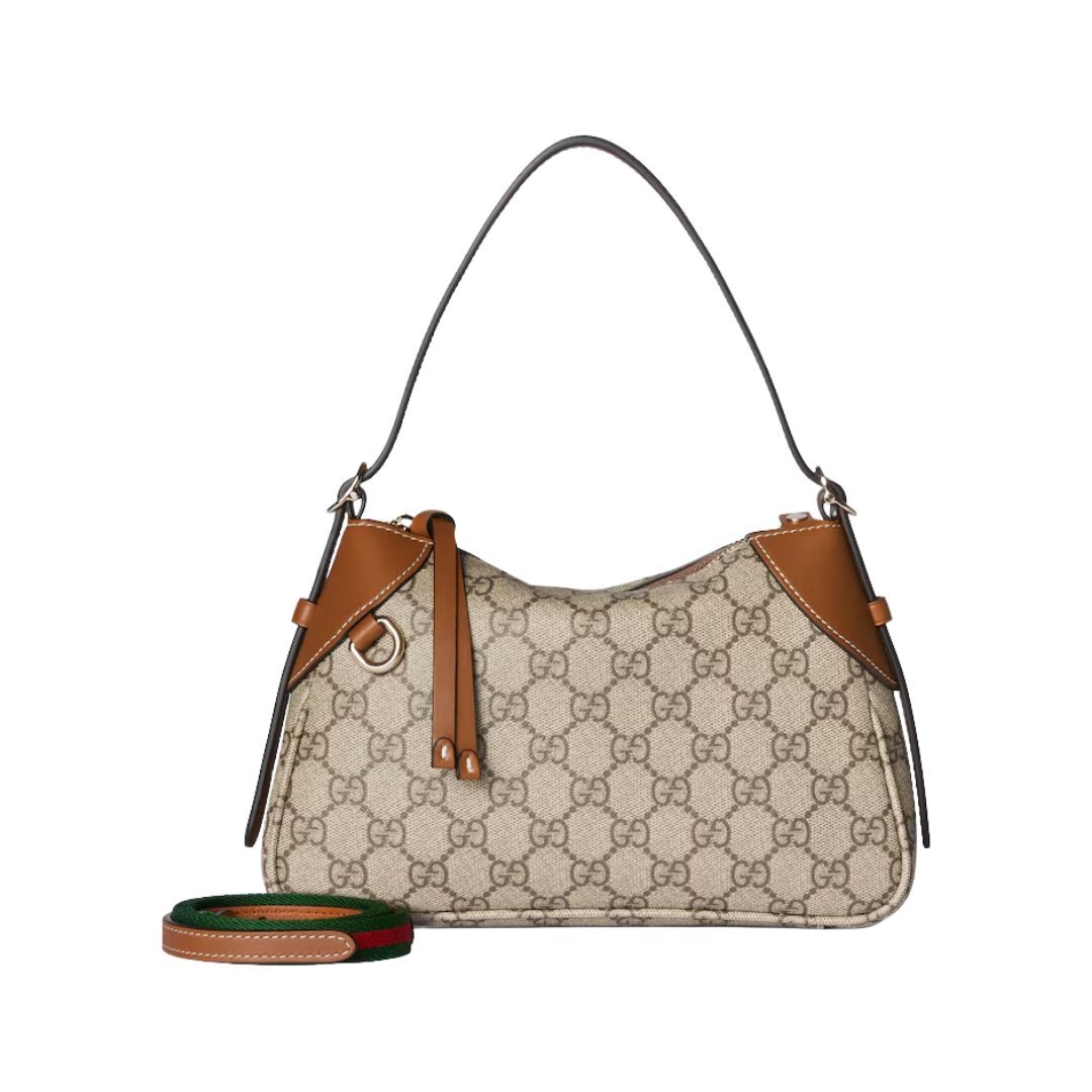 GG Emblem Schultertasche Dunkelbraun 24.5cm