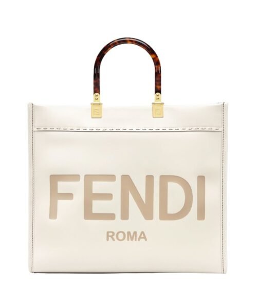 Wei?e Leder-Shoppingtasche 31cm