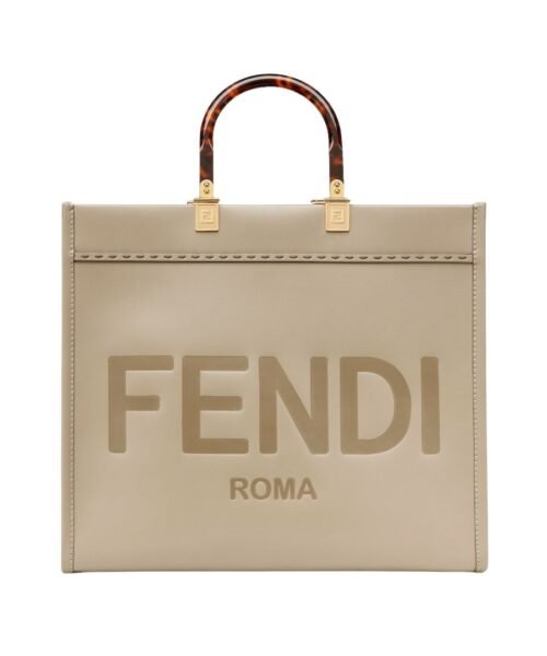 Taubengraue Leder-Shoppingtasche 31cm