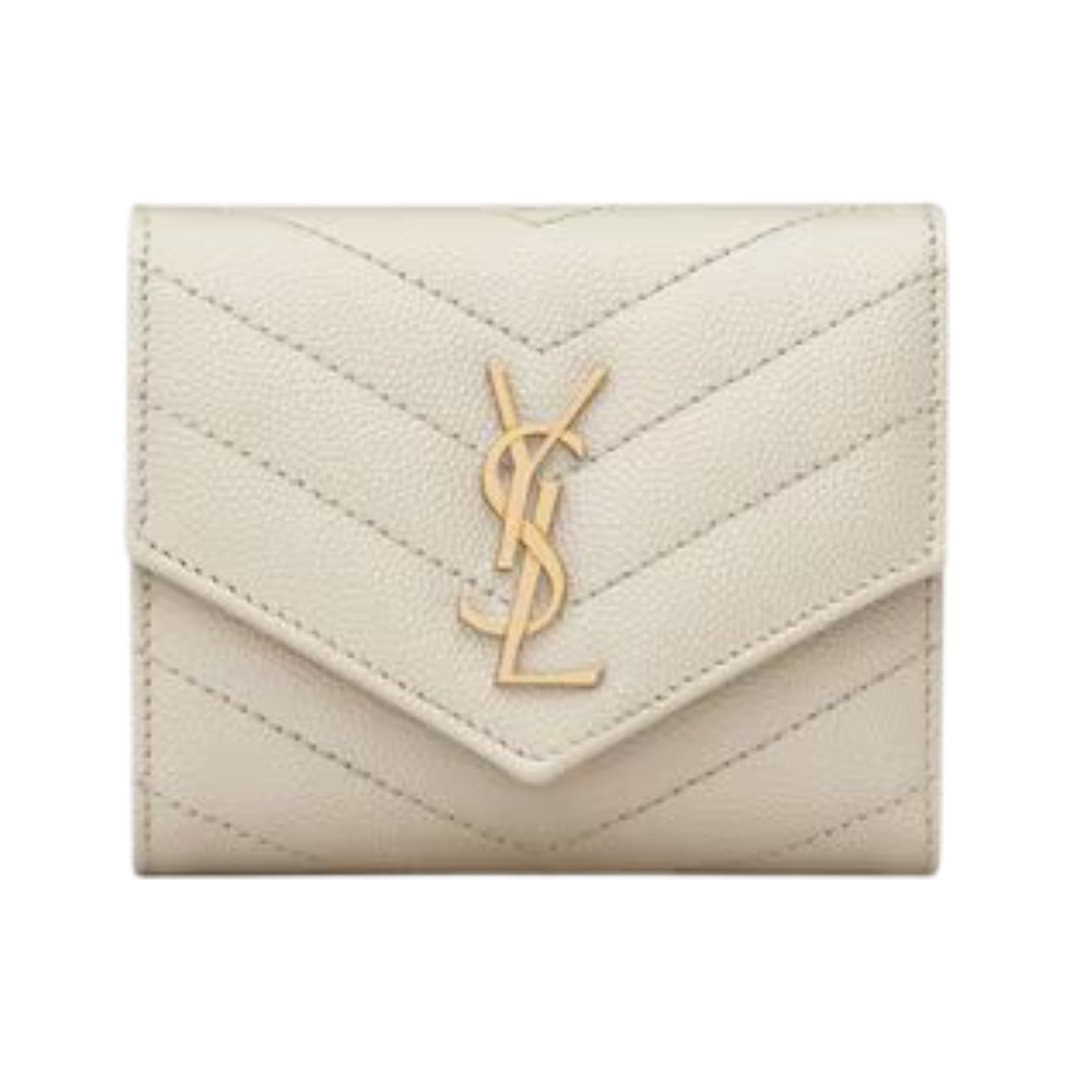 Cassandre Matelassé Multi-Fold-Geldbörse aus Grain de Poudre-Leder 10.5cm