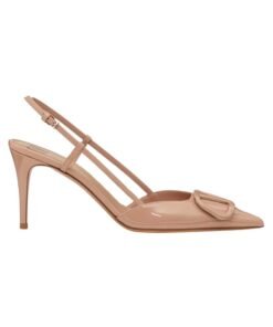 Leder Slingback Pumpe Rose Cannelle 80cm