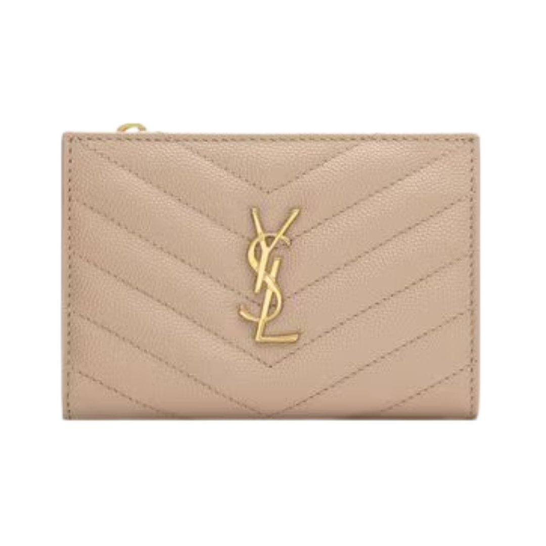 Cassandre Matelassé Fragments Bifold-Geldbörse aus Grain de Poudre-Leder 13cm