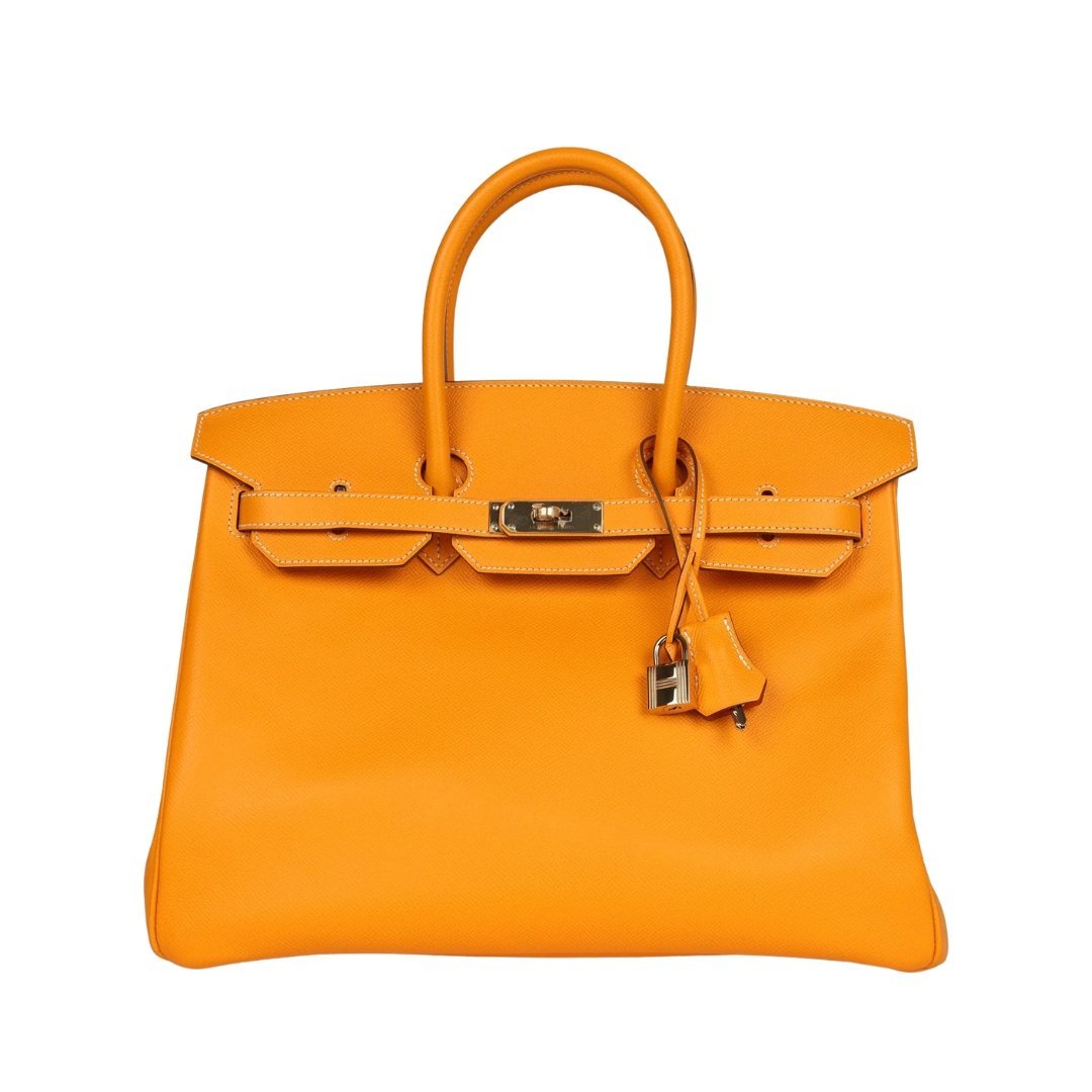 Jaune d'Or Candy Epsom mit Permabrass-Beschlägen 35cm