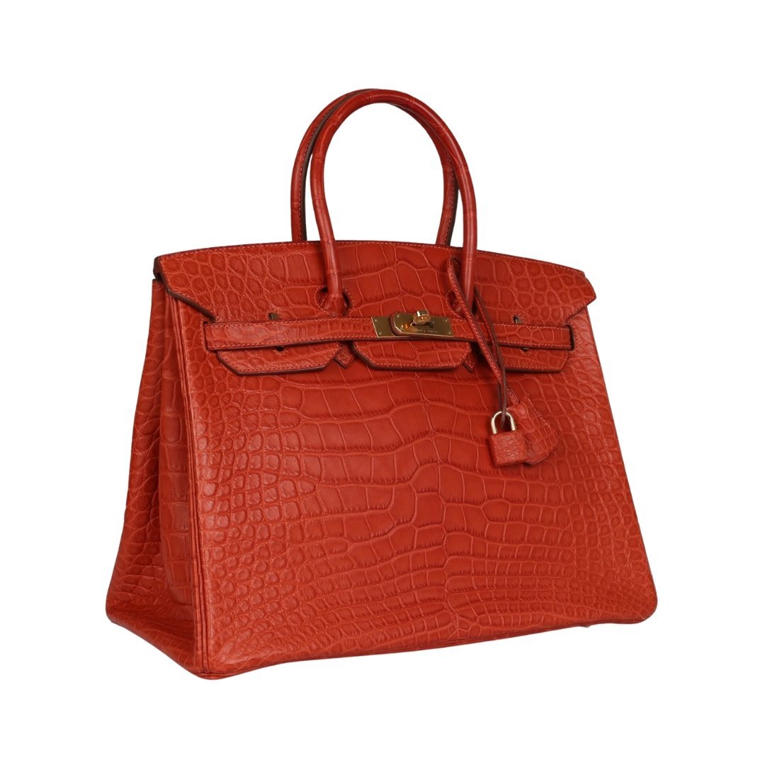 Sanguine Matt Alligator mit Gold-Beschlägen 35cm – Bild 4