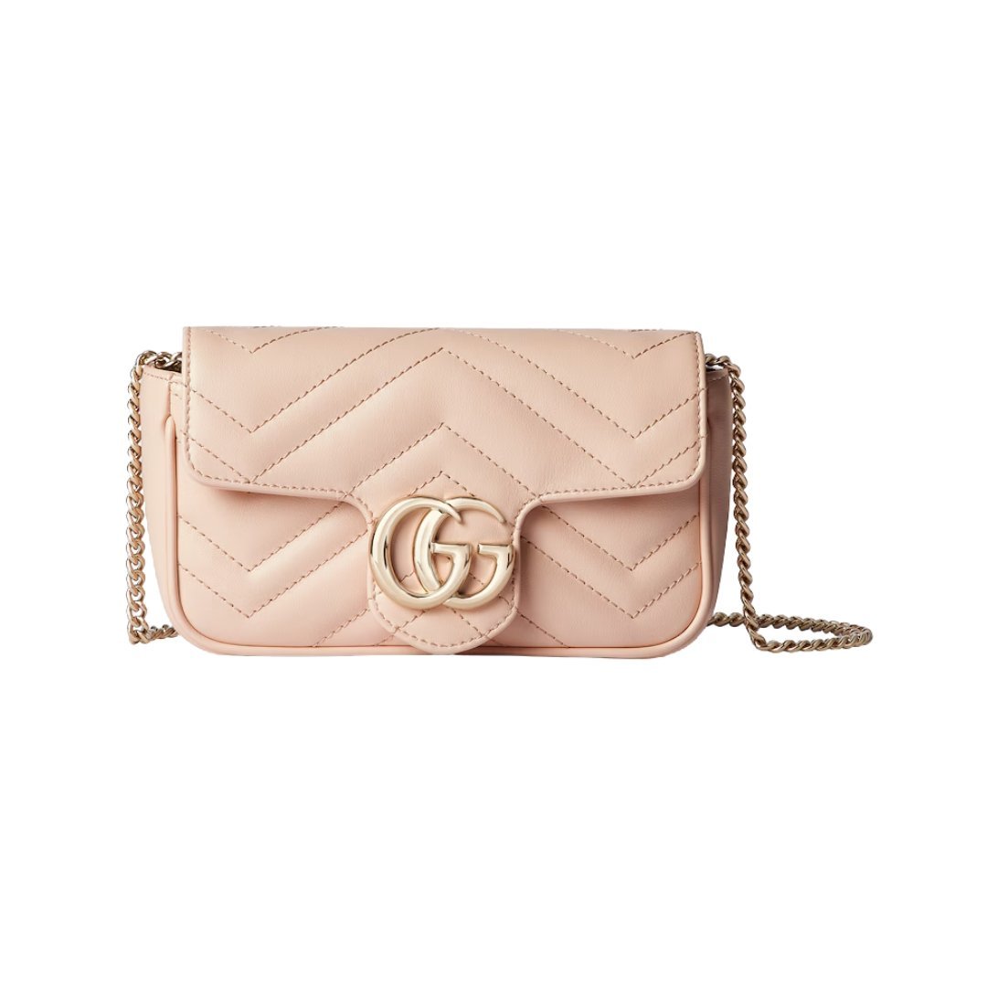 Hellrosa Matelassé Super-Mini-Tasche 16.5cm