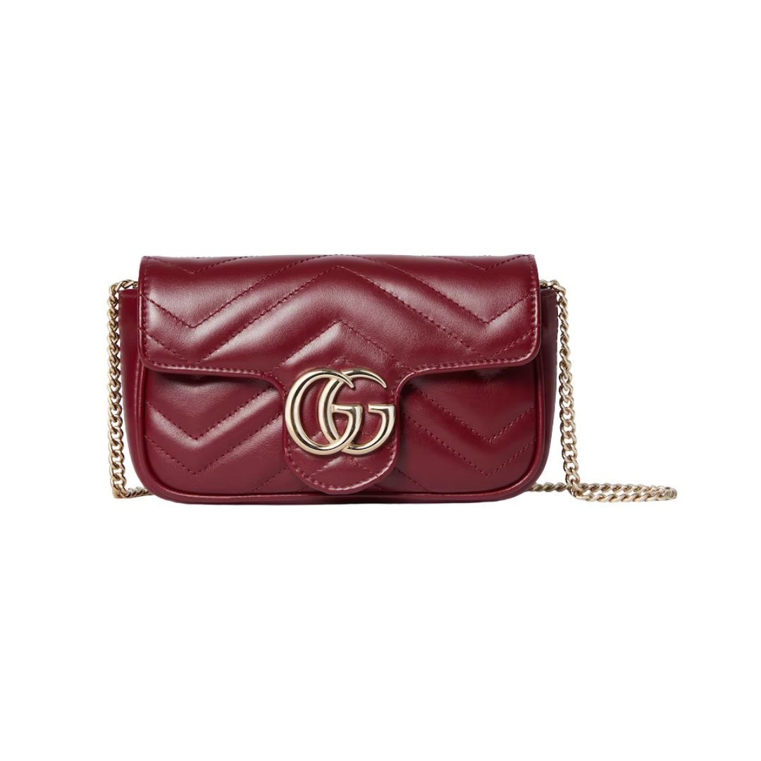 Rote Super-Mini-Tasche mit Chevron-Muster 16.5cm