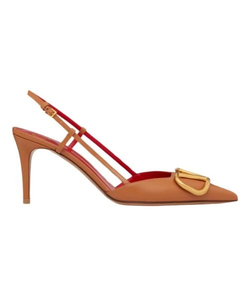 Kalbsleder Slingback Pumpe Mandel 80cm