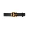 Breiter Marmont Schwarzes Leder 4cm