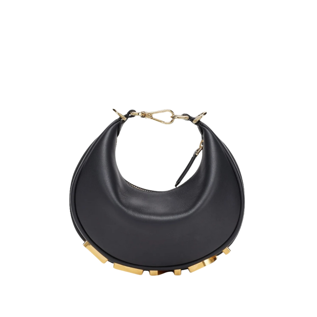 Mini schwarze Ledertasche 13cm