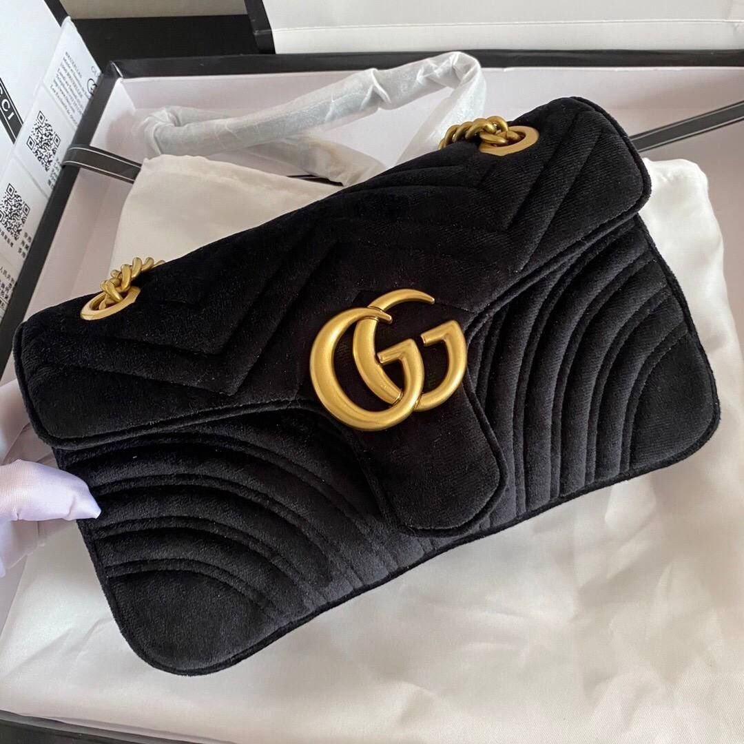 GG Marmont Velvet Schwarz 26 cm – Bild 2