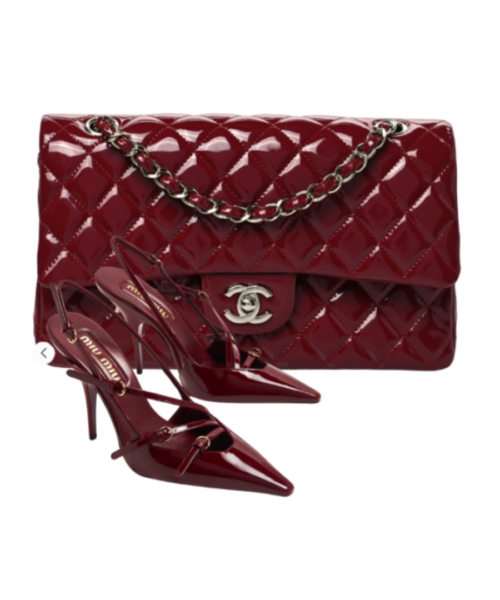Set: Tasche, Heels Bordeauxrot