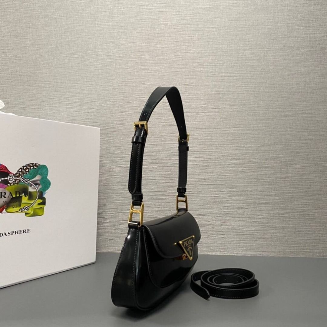 Leder-Schultertasche Schwarz 24 cm – Bild 3