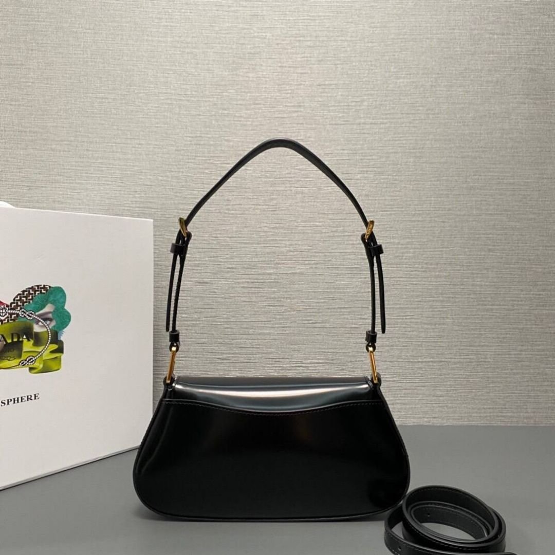 Leder-Schultertasche Schwarz 24 cm – Bild 4