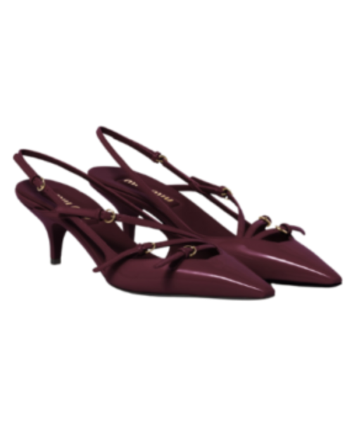Slingbacks aus Lackleder mit Schnallen 5,5, cm
